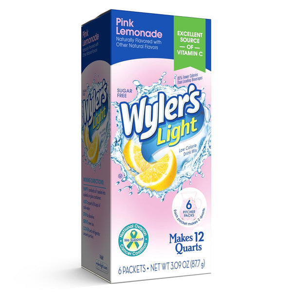 Wyler's Light Pitcher Packs, Water Drink Mix,Pink Lemonade,6 Pitcher Packets