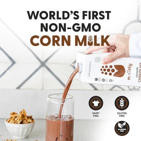 946 ml Maizly Chocolate Corn Milk, Non-GMO, Plant-Based & Non-Dairy Chocolate Flavored Drink, Gluten & Dairy-Free
