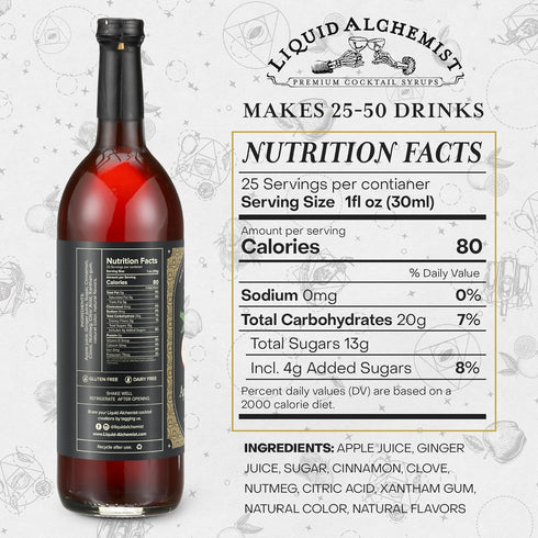 25.4 oz, Pack 1 Liquid Alchemist Apple Spice Syrup for Cocktails | Real Ingredients Make our Apple Syrup for Drinks a