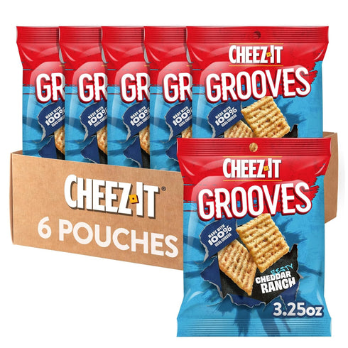 Cheez-It Grooves Crunchy Cheese Crackers, Snack Crackers, Lunch Snacks, Zesty Cheddar Ranch