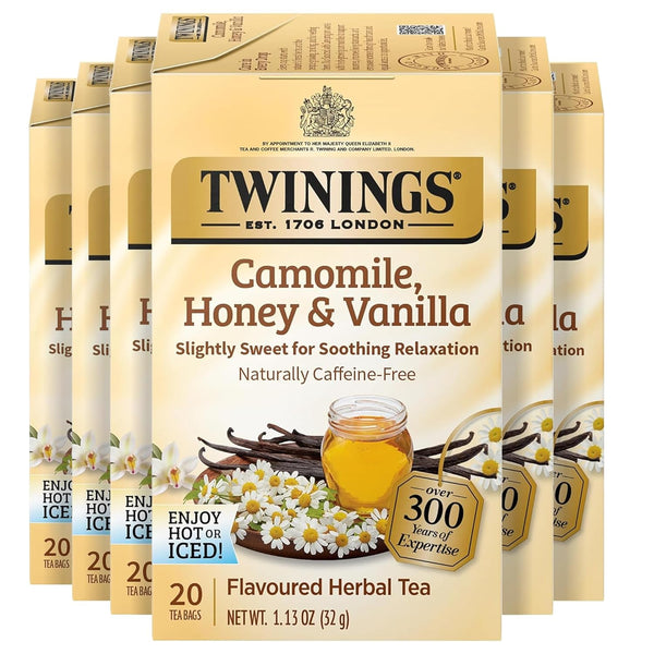Twinings Camomile, Honey & Vanilla Herbal Tea Individually Wrapped Bags, 20 Count