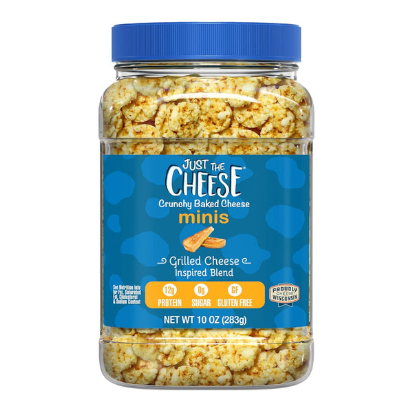 Just the Cheese Minis Grilled Cheese Crisps, 10 oz Jar, Delicious Low-Carb