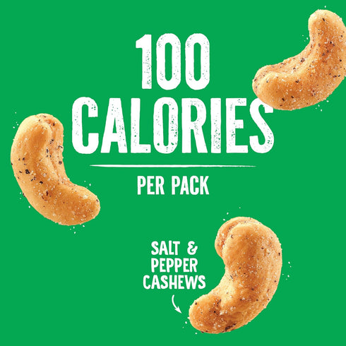 100 Packs, 7 Count, 4.34 Oz Emerald Nuts, Calorie Salt & Pepper Cashews