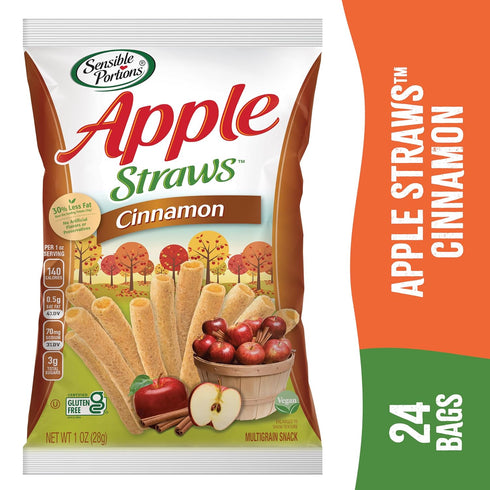 1 Oz (Pack 24) Sensible Portions Garden Veggie Snacks - Veggie Straws, Snack Size, Apple Cinnamon