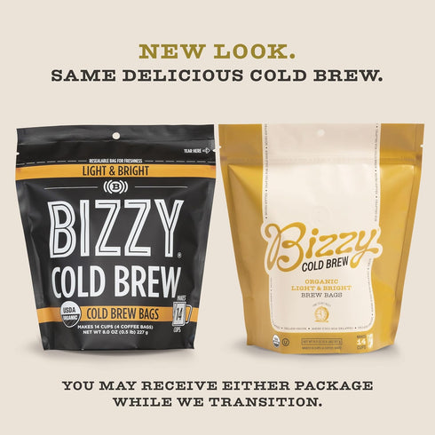 Bizzy Organic Cold Brew Coffee - Light & Bright Blend, Coarse Ground Light Roast, Micro Sifted, Specialty Grade, 100%