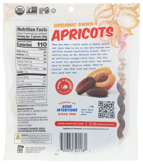 Made In Nature Organic Dried & Unsulfured Apricots, 6 oz