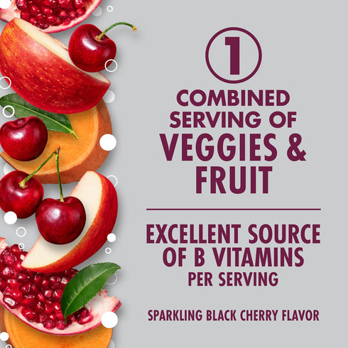 V8 11.5 oz (12 Pack) +Energy Sparkling Black Cherry Juice Energy Drink, fl Can