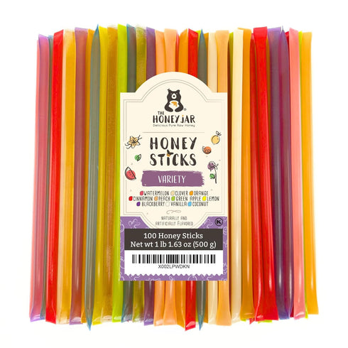 The Honey Jar Variety Pack Honey Sticks - Pure Honey Straws For