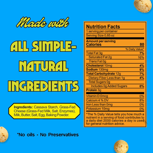 (0.65 oz, Pack 24) Cassavida Gluten Free Cheese Snack Crunchy Cassava Cheese Bites, Classic Cheese Grain Free