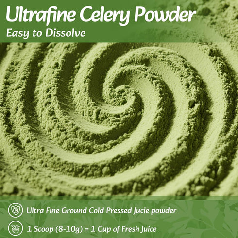 20 oz, 1.25 lb 70 Pack 100% Fangkic Pure Celery Powder Fresh Celery Juice Powder for Drink, / Servings per with a