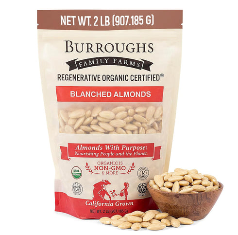 Burroughs Family Farms 2lb USDA Organic Blanched Almonds First Regenerative Organic Certified