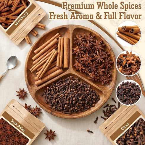Nahasahr Set 3 Pack 12.7oz Cinnamon Sticks, Star Anise & Whole Cloves Spice All Natural Whole Spices, No Preservatives