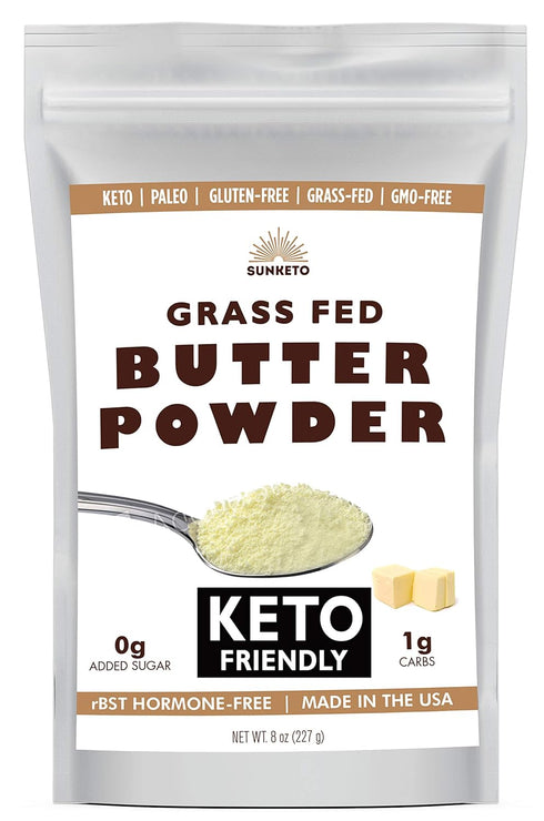 Organic Grassfed Real Butter Powder, Keto NON GMO, rBST Hormone Free, 8oz, Great in Keto Coffee, Unsalted