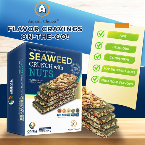 Pack 1 Seaweed Crunch with Nuts Classic Taste Amazin Choices Vegan Snack Bars with Cashews, Almonds & Pumpkin Seeds