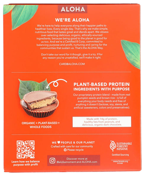 1.98-Ounce (Pack 5) ALOHA Organic Plant Based Protein Bars, Peanut Butter Cup , Bars