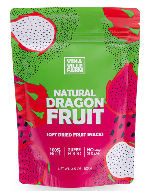 Vinaville Farm Soft Dried Dragon Fruit Slices Premium Natural Snack, No Preservatives, Vegan, Real