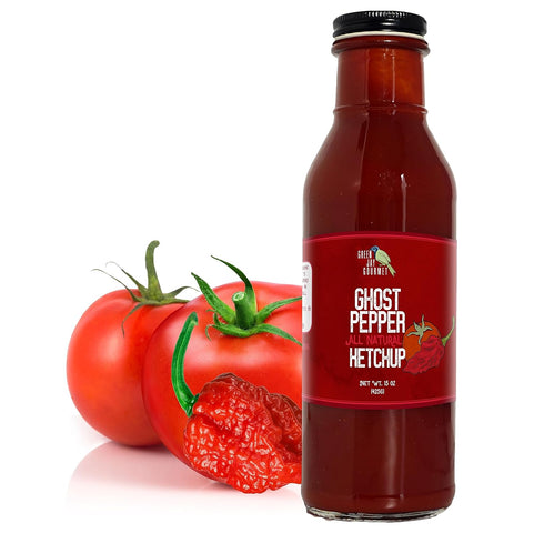 Green Jay Gourmet Ghost Pepper Spicy Ketchup - All-Natural Tomato Ketchup w/Tomato