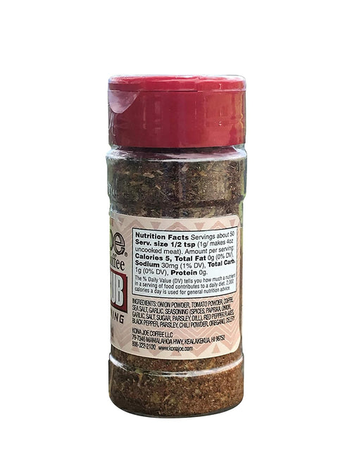 (1.7 oz) Kona Joe Coffee Rub Food Seasoning, All Natural Spices for Grilling and Seasoning Seafood, Beef or Chicken