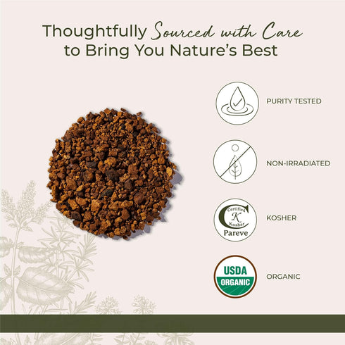 4 oz Starwest Botanicals Organic Dried Chaga Mushrooms - Cut and Sifted Chaga for Tea, Soups, Stews, Shakes, & More