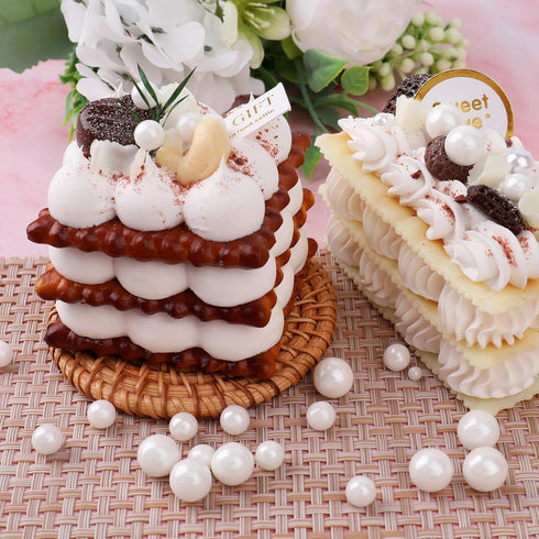 4 130g/4.6oz, (2mm, 4mm, 7mm, 1cm) White Pearl Sprinkles for Cake Decorating, Sizes Sugar Cupcake, Ice Cream, Donuts