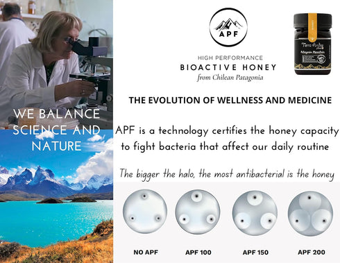 100+ 100% 8.8 oz Patagonia Mountain Honey APF by TERRA ANDES PLUS | Raw natural organic honey. Highest bioactive grade.