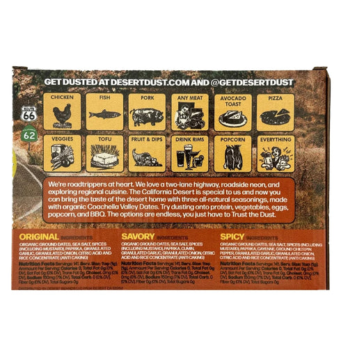 Set) Desert Dust Seasoning Trio Savory, Spicy Chiltepin & Original , All-Purpose Blends with Organic Date Sugar |