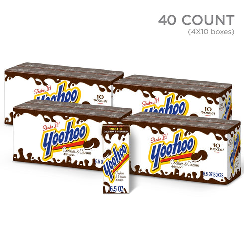 6.5 oz 40 pack (4 Packs 10) Yoo-hoo Cookies and Cream Drink, fl boxes