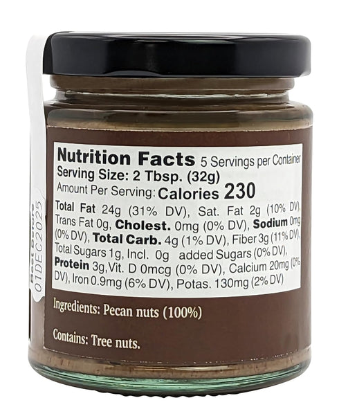 6 Oz (170g) 100% Nutural World - Crunchy Pecan Nut Butter Great Taste Award winner - Pure single ingredient