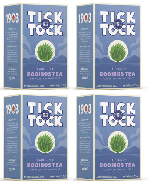 TICK TOCK TEAS Rooibos Earl Grey, Naturally Caffeine Free Red Bush Herbal