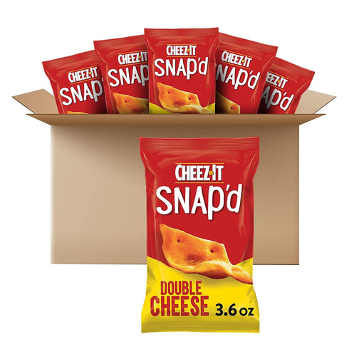 Cheez-It Snap'd Cheese Cracker Chips, Thin Crisps, Lunch Snacks, Double Cheese, 21.6oz