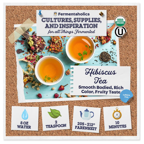 Fermentaholics Dried Hibiscus Flowers, Cut and Sifted, 4 oz, USDA Certified Organic for Flavoring & Kombucha