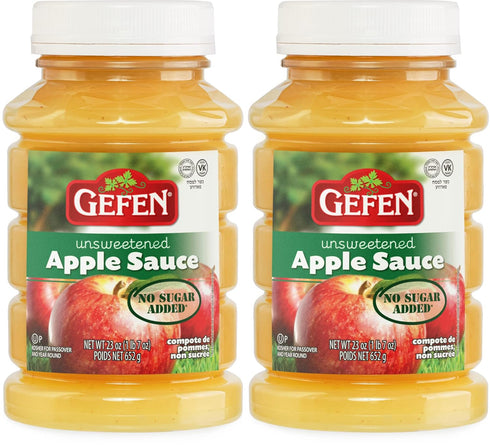 Gefen Unsweetened Apple Sauce, 23oz (2 Pack), No Sugar Added, Kosher for Passover