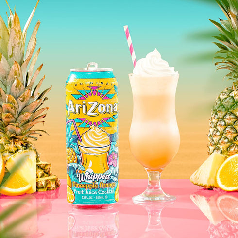 22 Oz (Pack 12) AriZona Whipped Pineapple Orange, Fruit Juice Drink - Big Can, Fl
