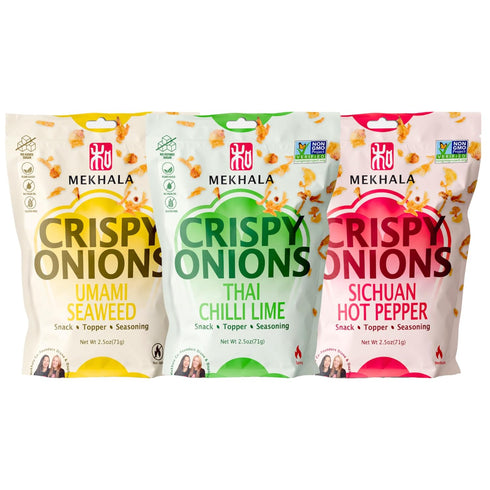 Mekhala Crispy Onions Variety Pack - Salad Toppings Crunchy Fried Onions For