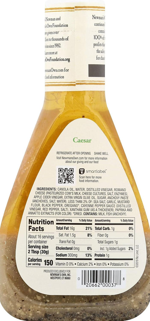16-Ounce (Pack 6) Newman's Own Salad Dressing, Caesar, Bottles