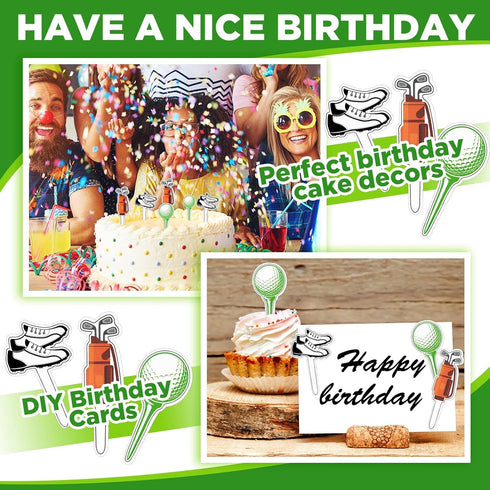 Golf Theme Cupcake Toppers, Golf Shoe Picks & Golf Ball Birthday Cake Decorations for Baby Shower (48 Pcs)