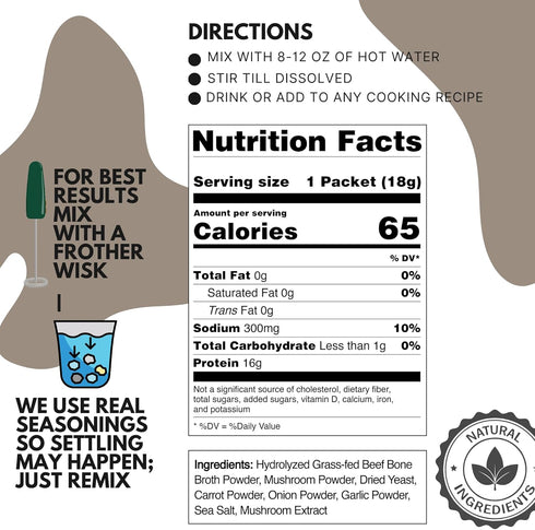 Packets, (12 Pack, 18g) 16 Ketostat Bone Broth Protein Powder Grass-Fed Beef - Grams of Hydrolyzed Beef Collagen