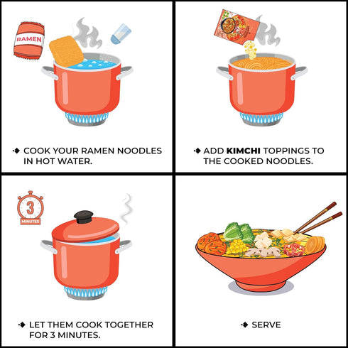 CHIRAMEN Kimchi Veggie Mix Dried Ramen Toppings, Kimchi, Mushrooms, Sweet Pepper, Tofu, Cabbage, Chives, Corn, Perfect