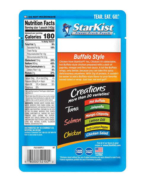 (5 oz 1 Pack) StarKist Chicken Creations BOLD Buffalo Style Pouch - Fully Cooked High Protein White Meat, Gluten Free