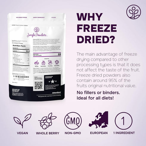3.2 3.2 Jungle Powders Freeze Dried Strawberries Organic USDA Certified Strawberry Slices Ounce Bag + Whole Black