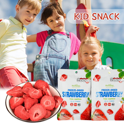 10 Pack Pack, 0.35 ONETANG Freeze-Dried Fruit Strawberry, Single-Serve Non GMO, Kosher, No Add Sugar, Gluten free