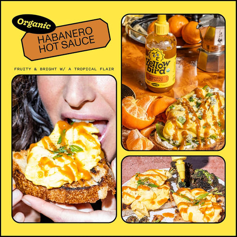 9.8 oz Organic Habanero Hot Sauce by Yellowbird - Organic Hot Sauce with Habanero Peppers, Garlic, Carrots