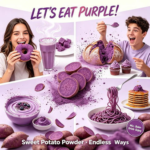 WGENGWU Premium Purple Sweet Potatoes & Ube Powder, Natural Ube Extract, Ultra-Fine Easy Dissolve Powder, Ideal