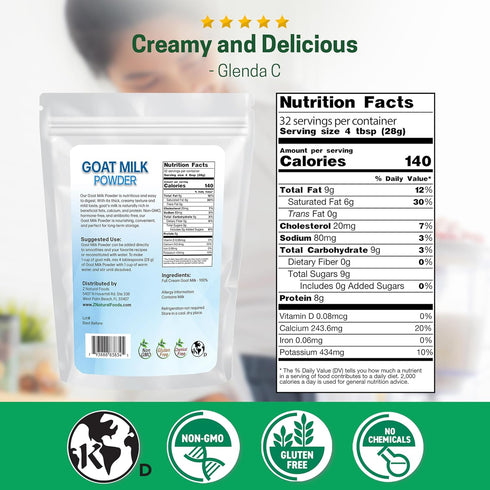 2 lbs Z Natural Foods Goat Milk Powder - Pure Netherlands Full Cream Milk, Powdered Goat Milk, Highly Nutritious, Easy