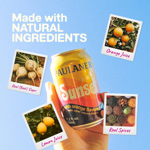 Sunset 11.2 oz (330mL) 24-Pack Paulaner Classic Orange Cola Soda Soft Drink | Fruity European Natural Sugar Spezi Soda
