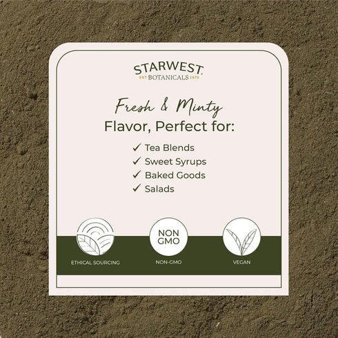 4 oz Starwest Botanicals Organic Peppermint Leaf Powder - Dried Herb for Tea, Herbal Blends, Baking, & Cooking