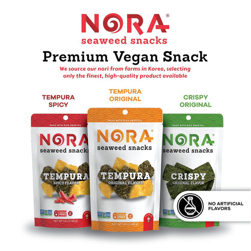 Pack 6-Pack Crispy Seaweed Snacks by Nora | Asian Snacks | Taster's Variety | Low-Sugar, Vegan, Non-GMO Verified |