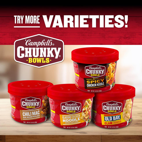 15.25 oz (Pack 4) Campbells Chunky Soup, Spicy Chicken and Sausage Gumbo, Microwavable Bowl
