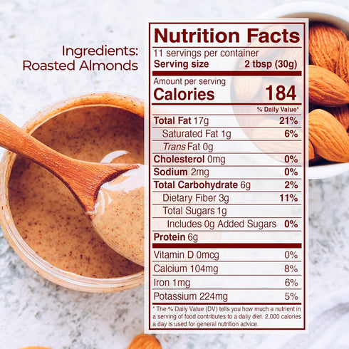 12 oz Kevala Almond Butter Crunchy - All-Natural Spread for Baking and Cooking, Nutritious Addition to Breakfast