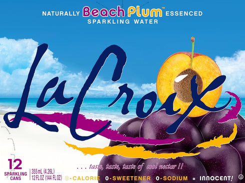 12 Oz (pack 12) La Croix Sparkling Water, Beach Plum, Fl